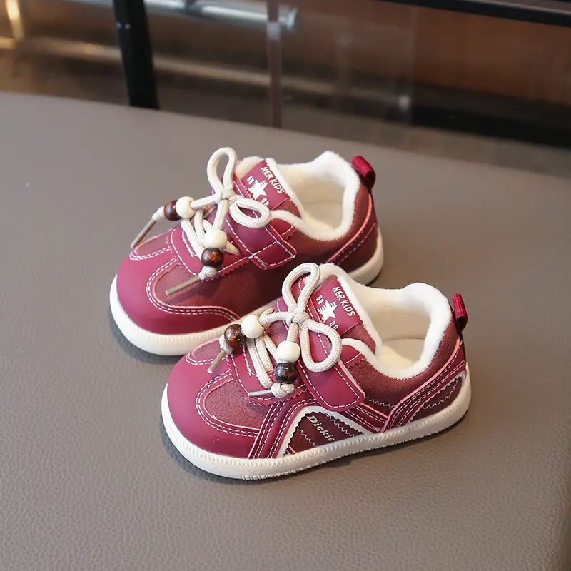 Winter Baby Boys and Girls Fleece-Lined Toddler Shoes for Infants 0 to 1-3 and a Half Years Old, 12-Month-Old Winter Warm Cotton Shoes