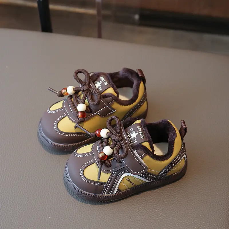 Winter Baby Boys and Girls Fleece-Lined Toddler Shoes for Infants 0 to 1-3 and a Half Years Old, 12-Month-Old Winter Warm Cotton Shoes
