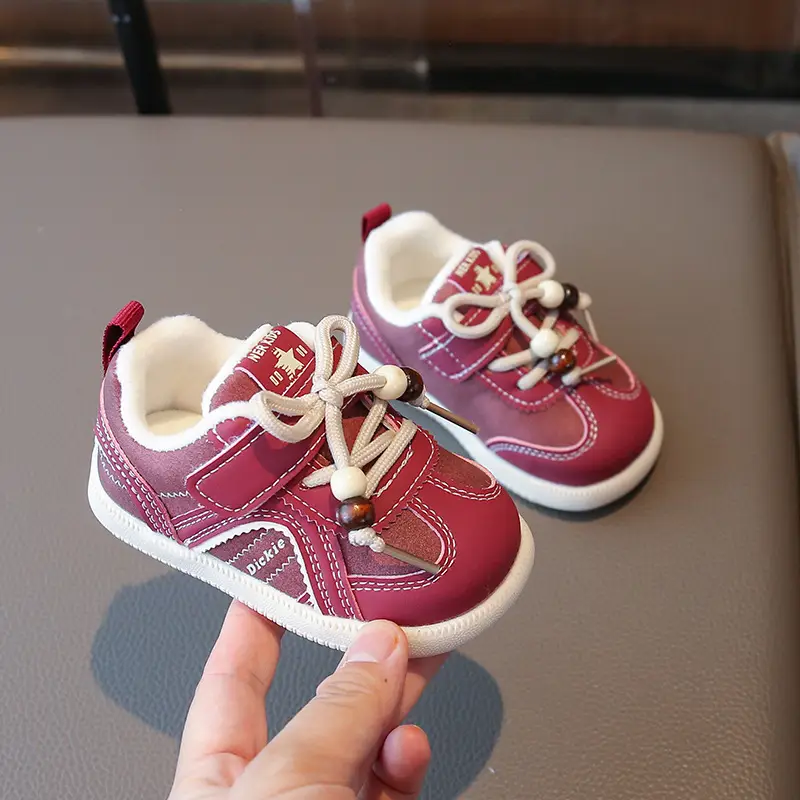 Winter Baby Boys and Girls Fleece-Lined Toddler Shoes for Infants 0 to 1-3 and a Half Years Old, 12-Month-Old Winter Warm Cotton Shoes
