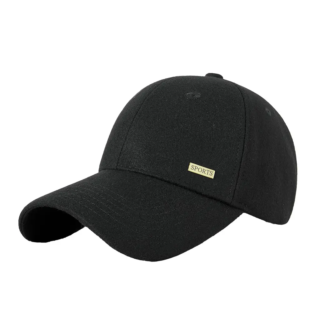 Autumn Winter Wool Cap for Men with Metal Cap