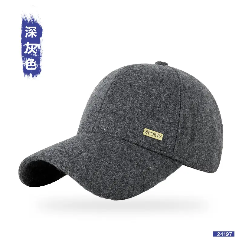 Autumn Winter Wool Cap for Men with Metal Cap