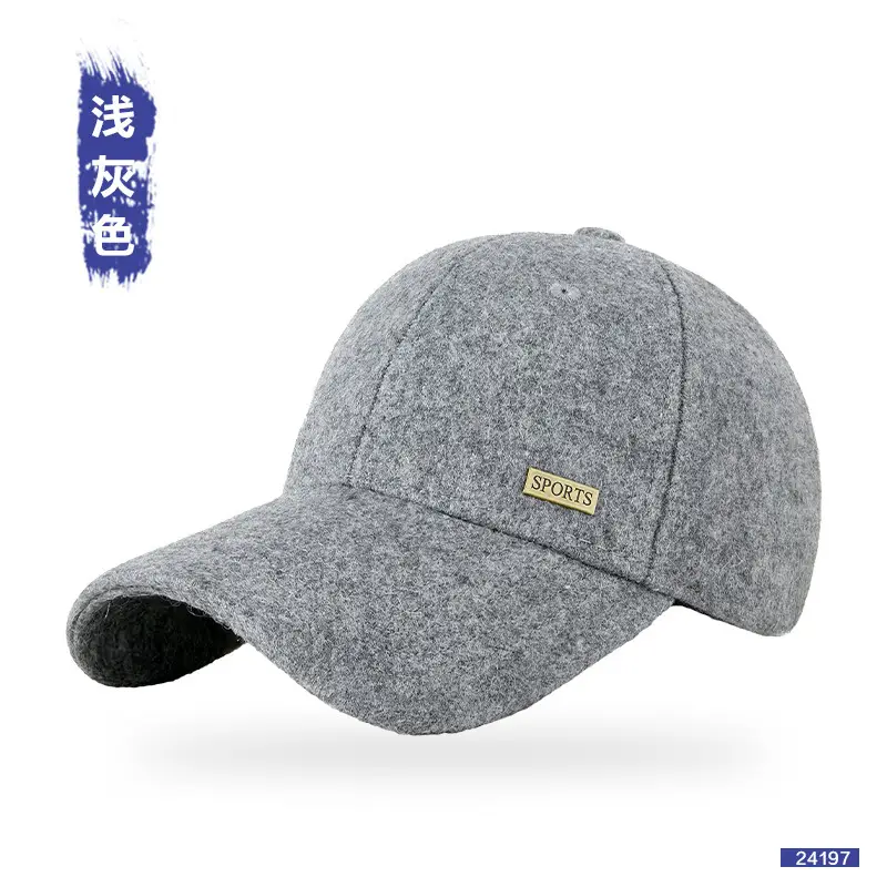Autumn Winter Wool Cap for Men with Metal Cap
