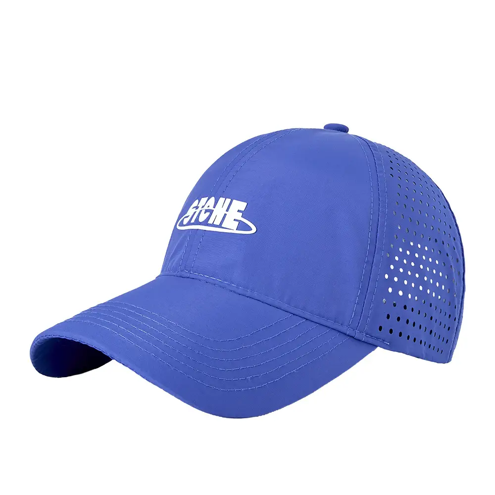 Men Blue Water-Repellent Baseball Cap with Brand Logo