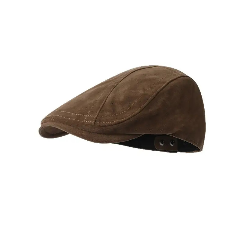 Brown Velvet Retro Cap for Daily Casual Wear