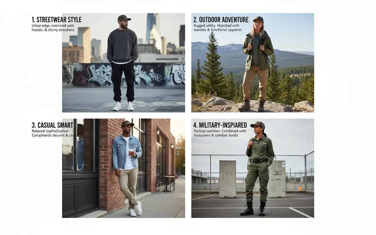 Men Camouflage Baseball Cap with Wide Brim — feature 13
