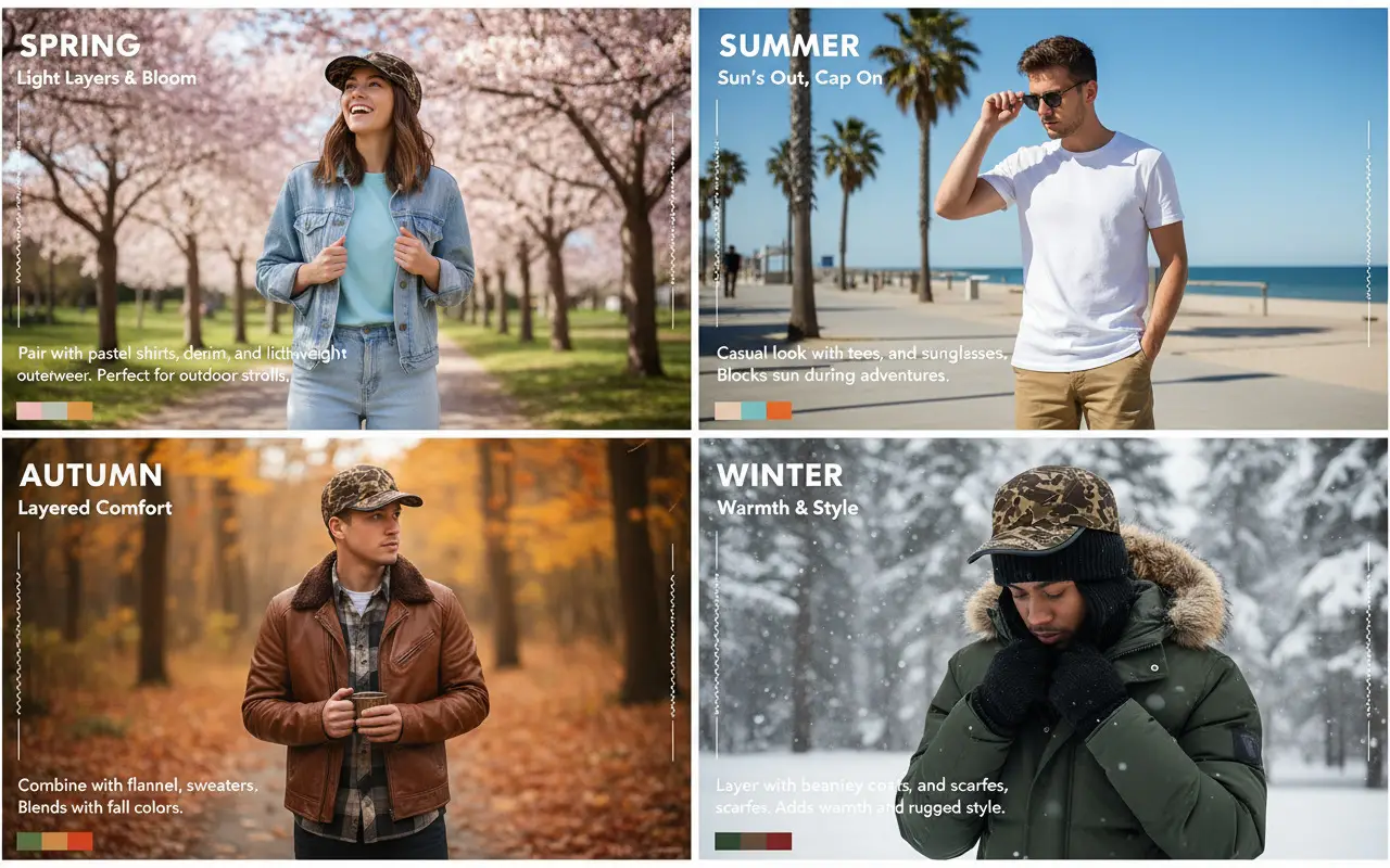 Men Camouflage Baseball Cap with Wide Brim — feature 14