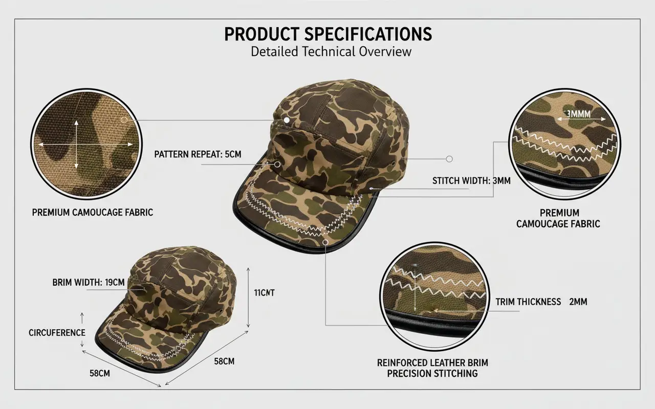 Men Camouflage Baseball Cap with Wide Brim — feature 3