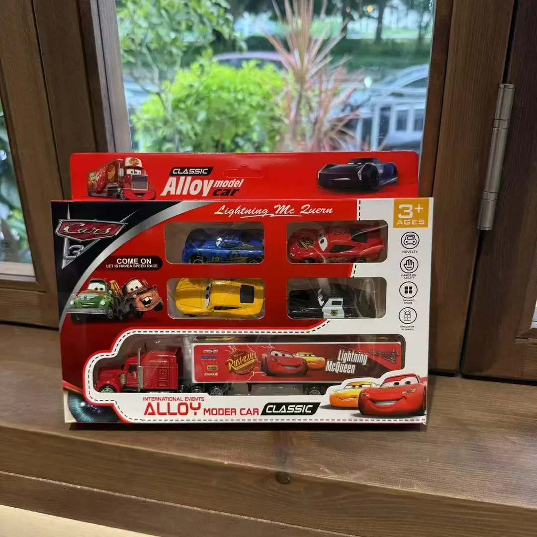 New Cars Container Truck Sliding No Pull Back Alloy Racing Car Children's Toy Lightning Mcqueen Male Toy