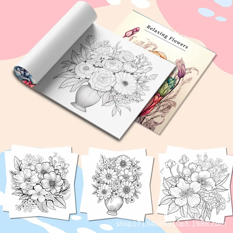 Cross-Border New Coloring Book Coloring Book Adult Painting Book Coloring Book Colored Lead Crayon Thickened Wholesale Coloring Book