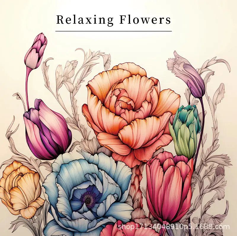 Cross-Border New Coloring Book Coloring Book Adult Painting Book Coloring Book Colored Lead Crayon Thickened Wholesale Coloring Book — feature 1