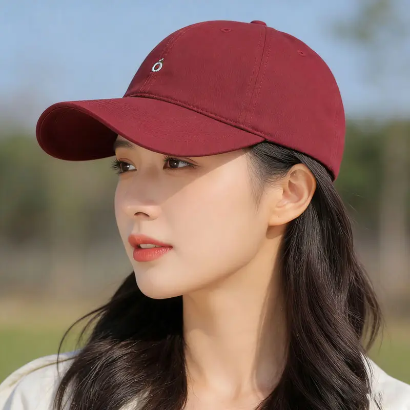 Women's Maroon Duckbill Cap Large Bristle Casual Hat - Image 8