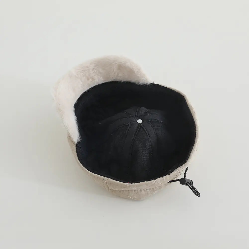Baby Winter Cap Navy White Fleece Trim - Image 8