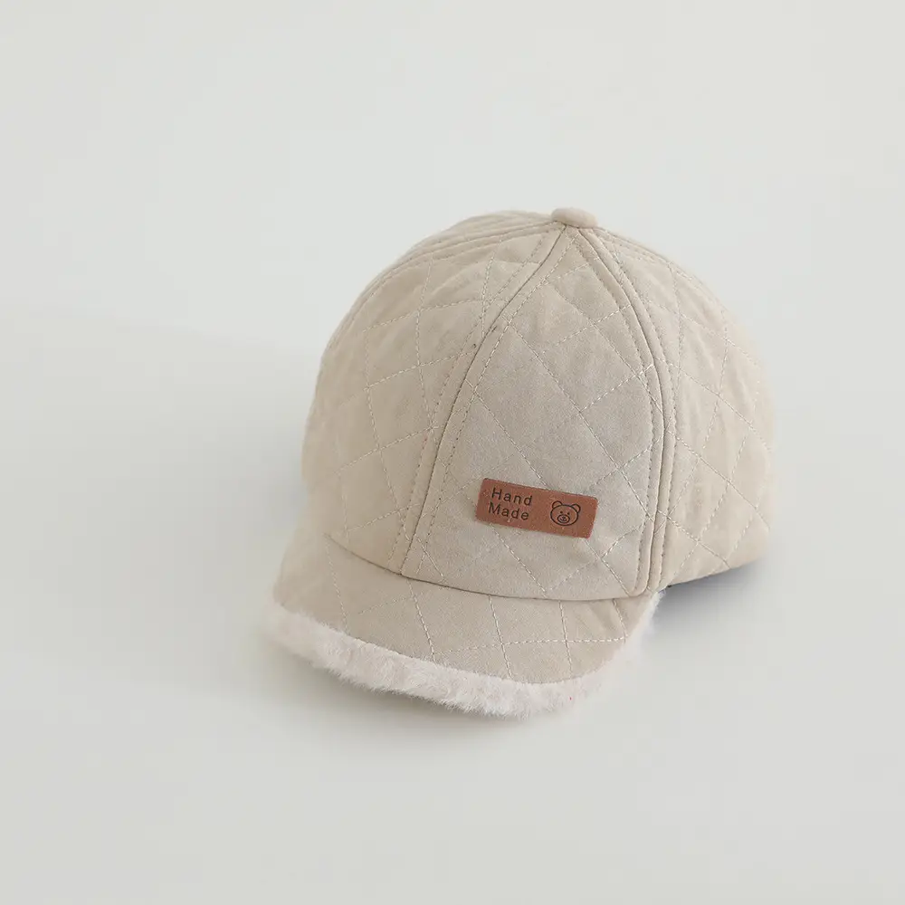 Baby Winter Cap Navy White Fleece Trim — feature 10