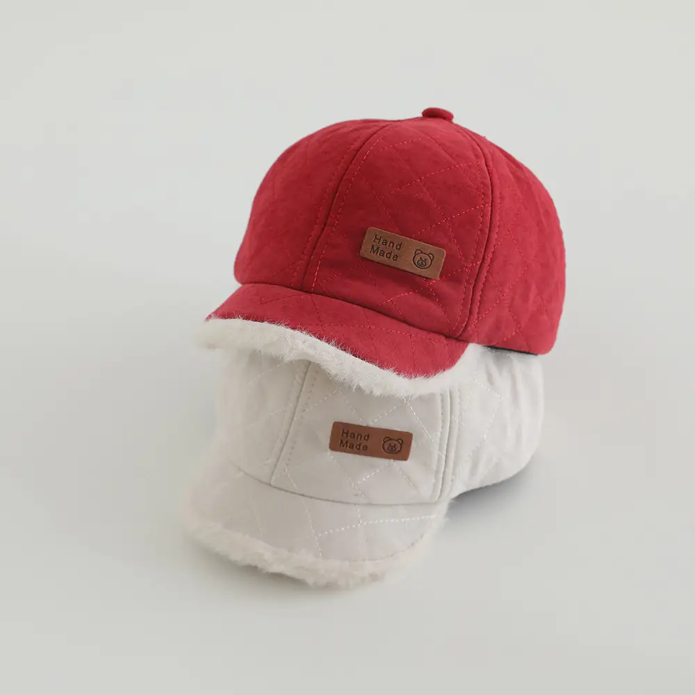 Baby Winter Cap Navy White Fleece Trim — feature 12