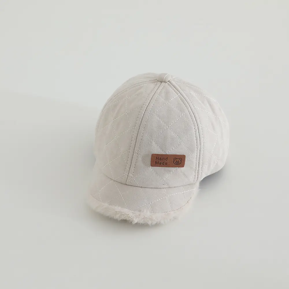 Baby Winter Cap Navy White Fleece Trim — feature 14