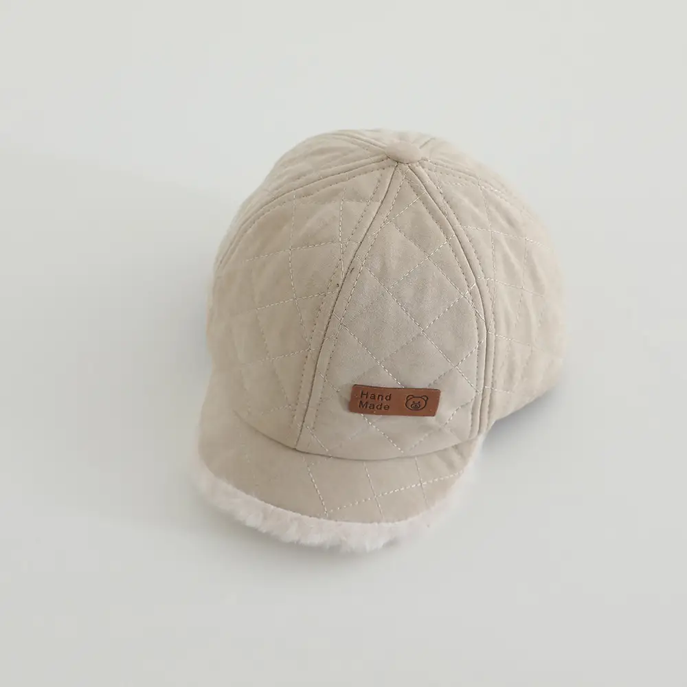 Baby Winter Cap Navy White Fleece Trim — feature 5