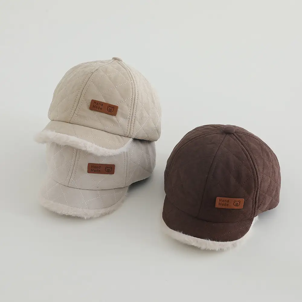 Baby Winter Cap Navy White Fleece Trim — feature 7