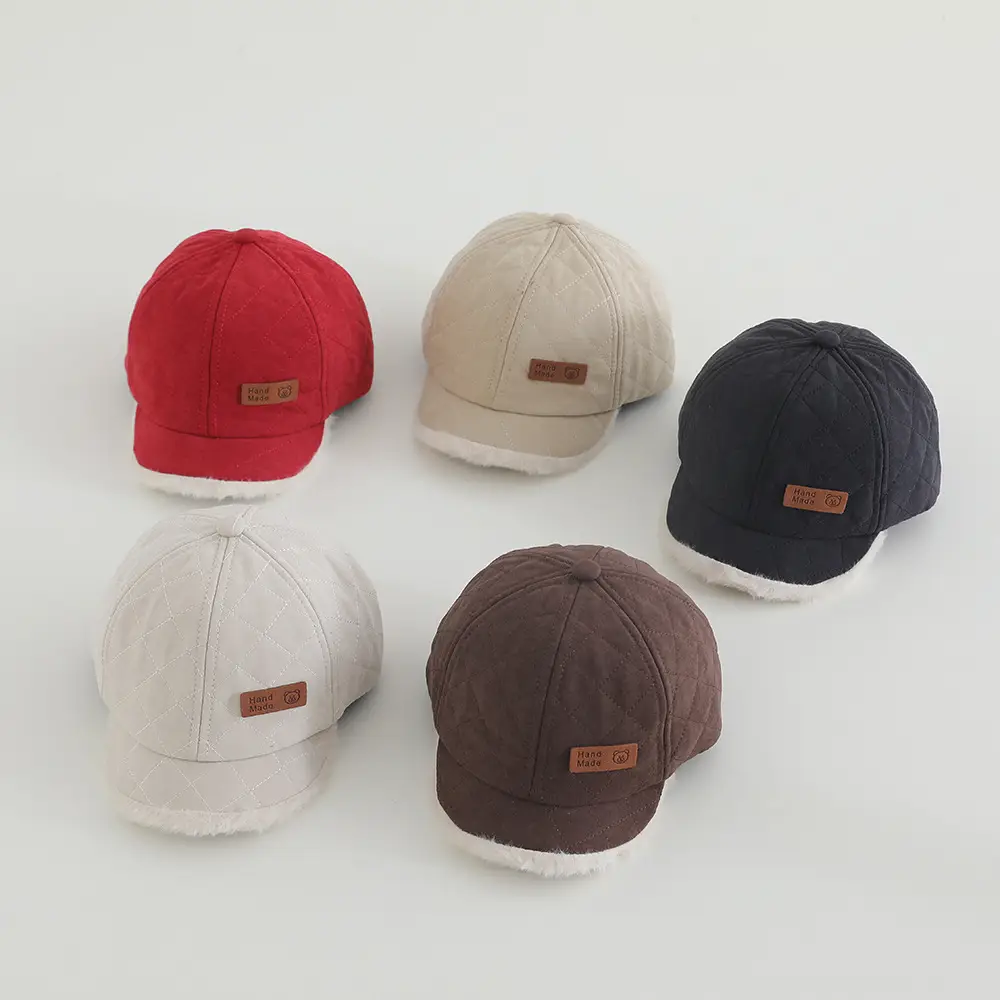Baby Winter Cap Navy White Fleece Trim — feature 8