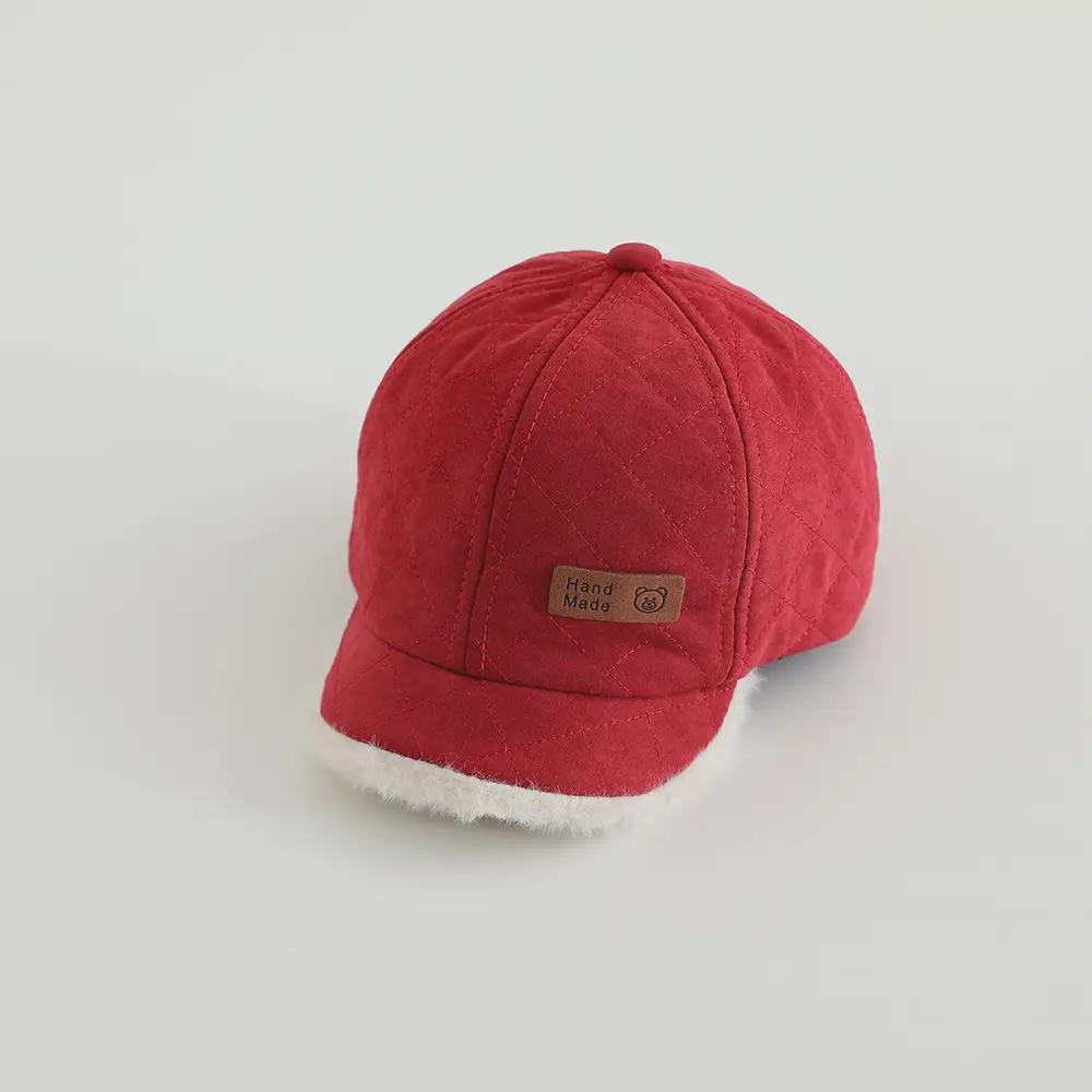 Baby Winter Cap Navy White Fleece Trim - Image 3
