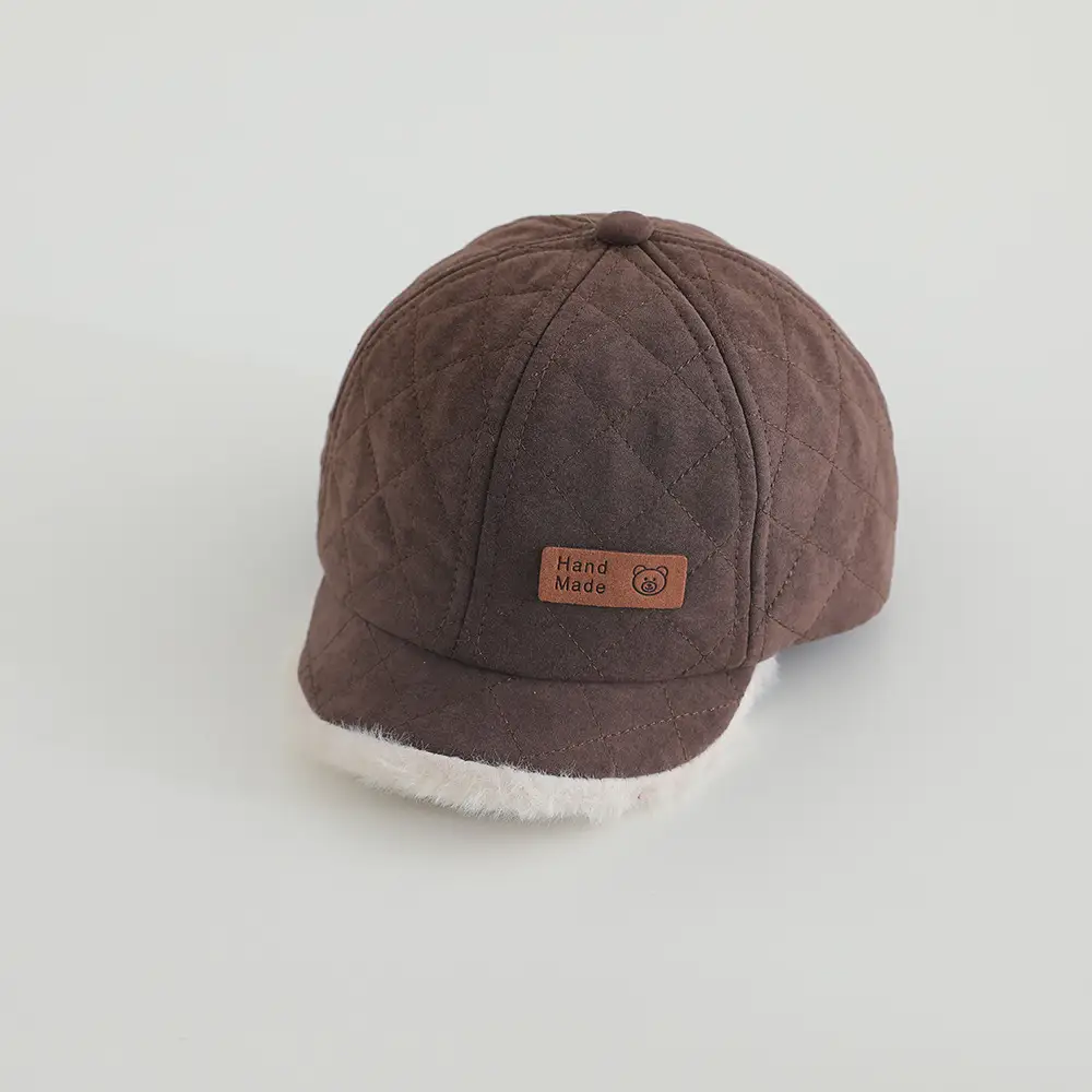 Baby Winter Cap Navy White Fleece Trim - Image 5