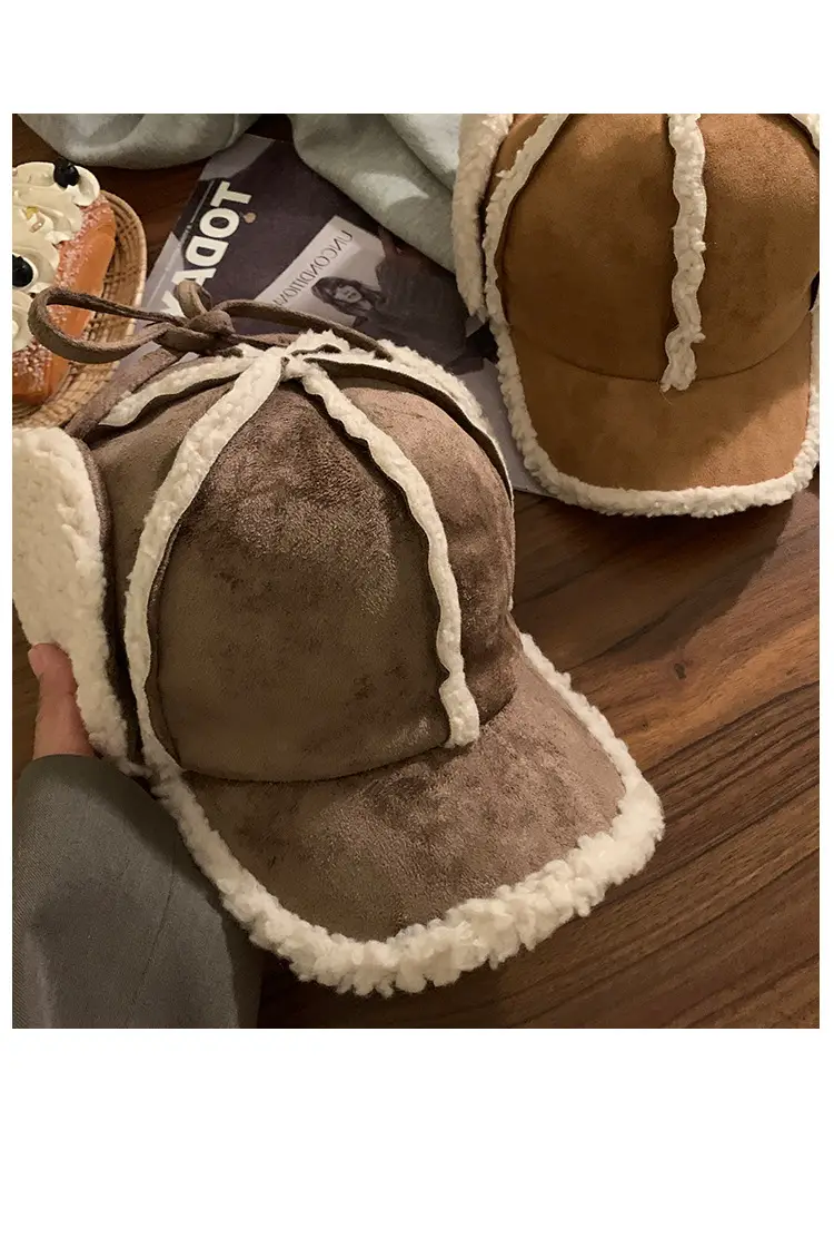 Winter Suede Flight Hat for Men Women Warm Duckbill Trapper — feature 12