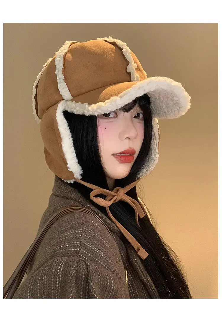 Winter Suede Flight Hat for Men Women Warm Duckbill Trapper — feature 8