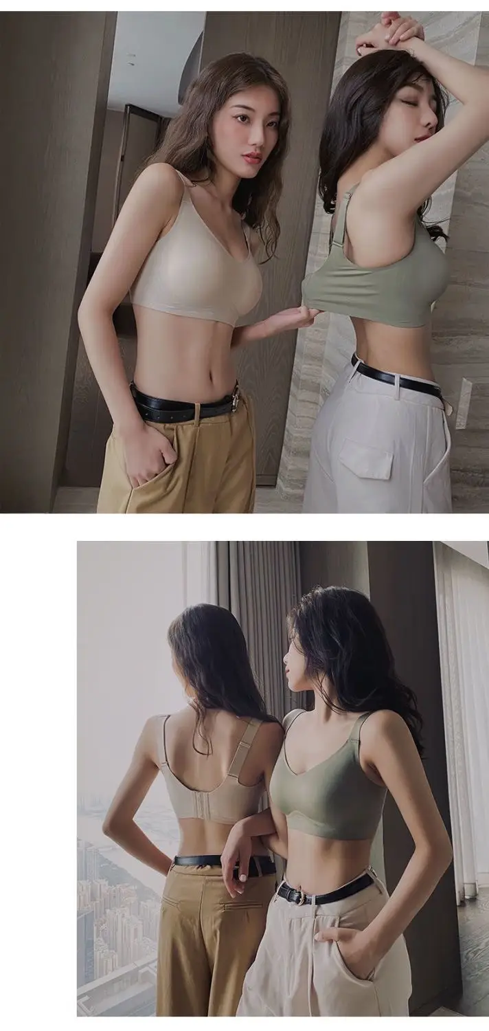 Sports Yoga Vest Jelly Strip Seamless Intimates Women's Small Breast Push-Up No Rims Soft Support Bra Summer Thin Style — feature 32