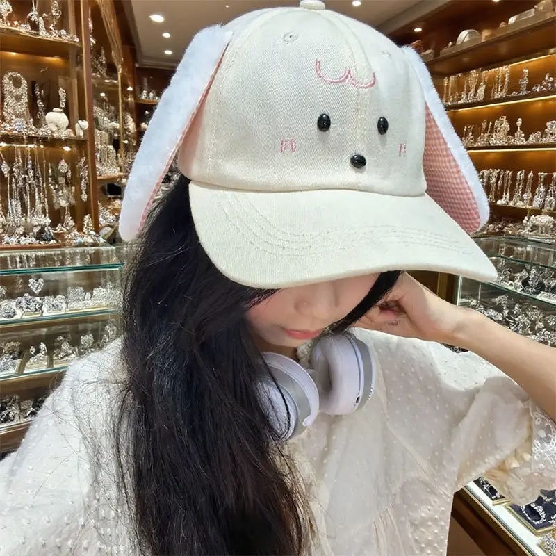 Cute Plush Bunny Cap for Women Autumn Sunshade - Image 3