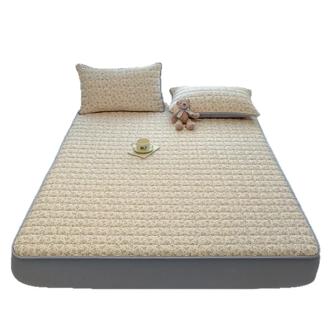 Class a Waterproof Fitted Sheet with Wrinkled Yarn Print, Quilted and Thickened, Dustproof, Non-Slip, Urine-Proof Mattress Protector for Simmons Mattresses