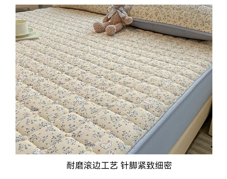 Class a Waterproof Fitted Sheet with Wrinkled Yarn Print, Quilted and Thickened, Dustproof, Non-Slip, Urine-Proof Mattress Protector for Simmons Mattresses — feature 19