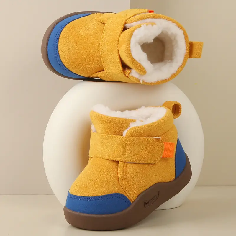 Winter Fleece Lined Toddler Boots Blue Brown Non-Slip