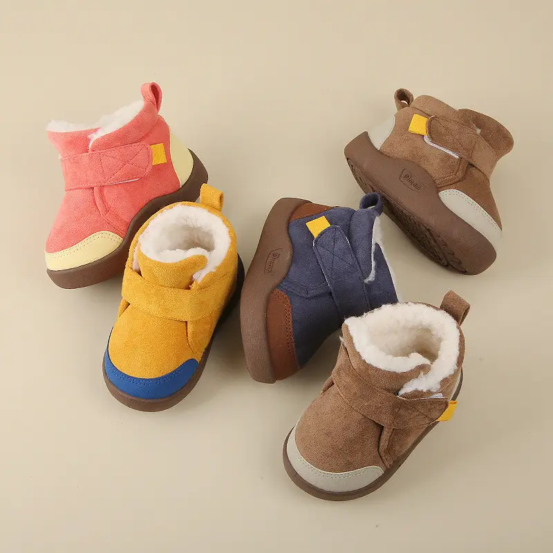 Winter Fleece Lined Toddler Boots Blue Brown Non-Slip