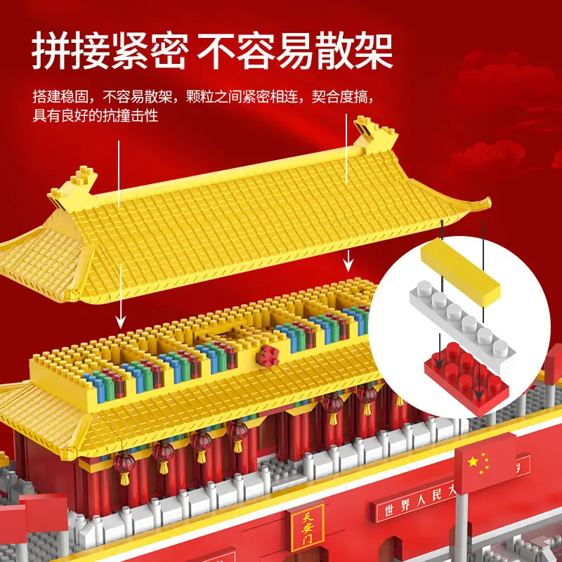 Tiananmen Forbidden City Building Blocks Compatible with Lego Micro-Particle Assembly Building Models, Gift Delivery for Children's Day