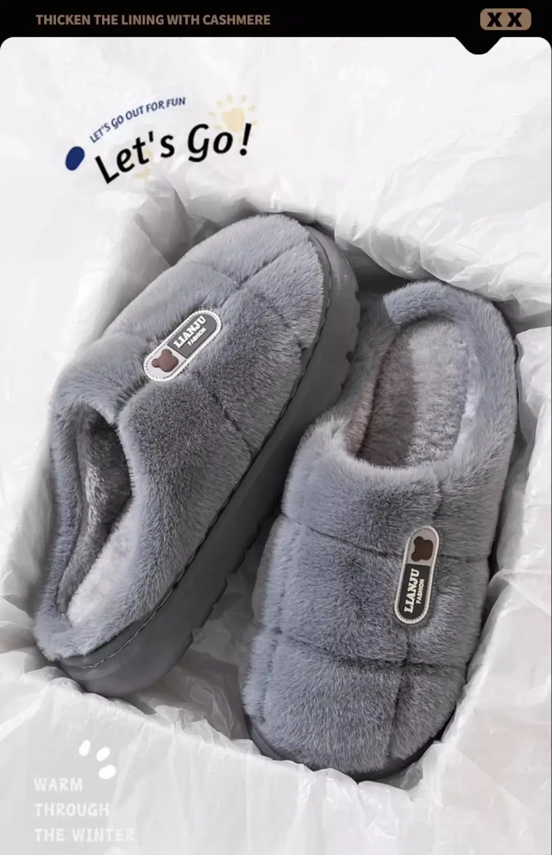 Plus Size Cotton Slippers for Men 2025 New Home Indoor Thick-Soled Non-Slip Plush Warm Cotton Shoes for Autumn and Winter Outer Wear — feature 18