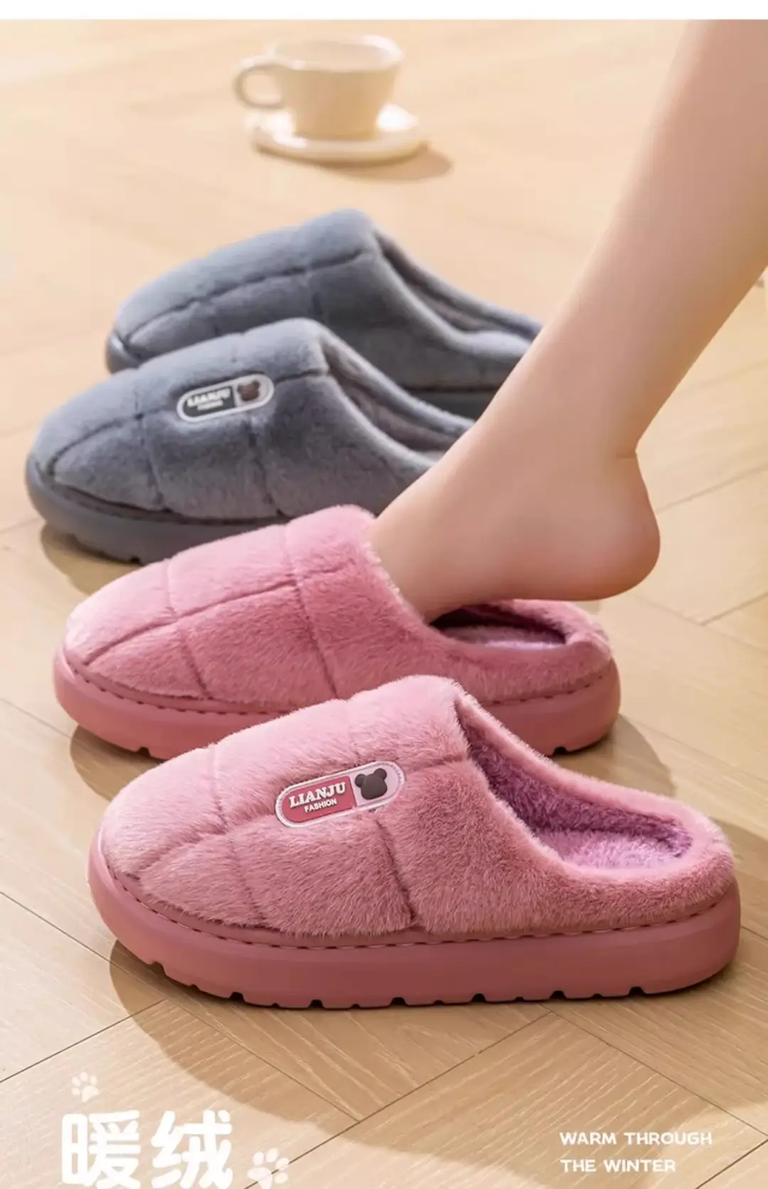 Plus Size Cotton Slippers for Men 2025 New Home Indoor Thick-Soled Non-Slip Plush Warm Cotton Shoes for Autumn and Winter Outer Wear — feature 22