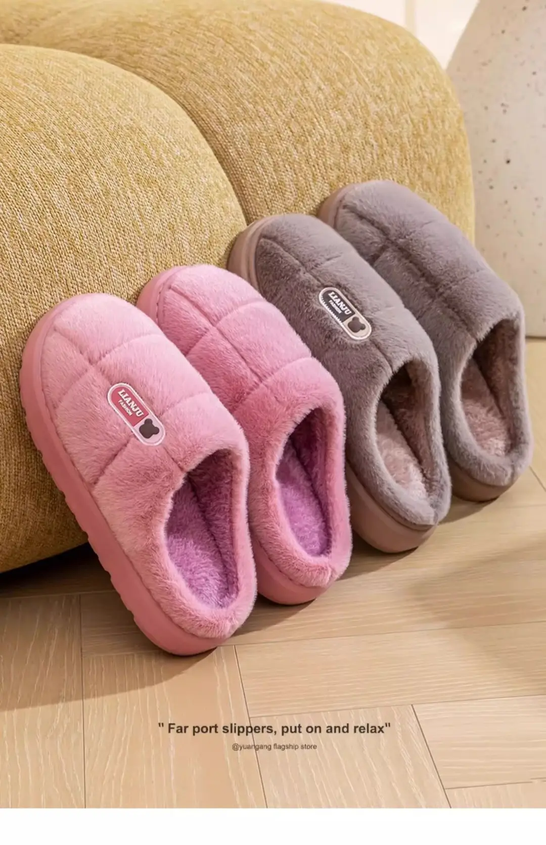 Plus Size Cotton Slippers for Men 2025 New Home Indoor Thick-Soled Non-Slip Plush Warm Cotton Shoes for Autumn and Winter Outer Wear — feature 26
