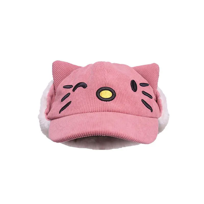 Japanese-Style Pink Cat Ear Cap for Women Winter Warm