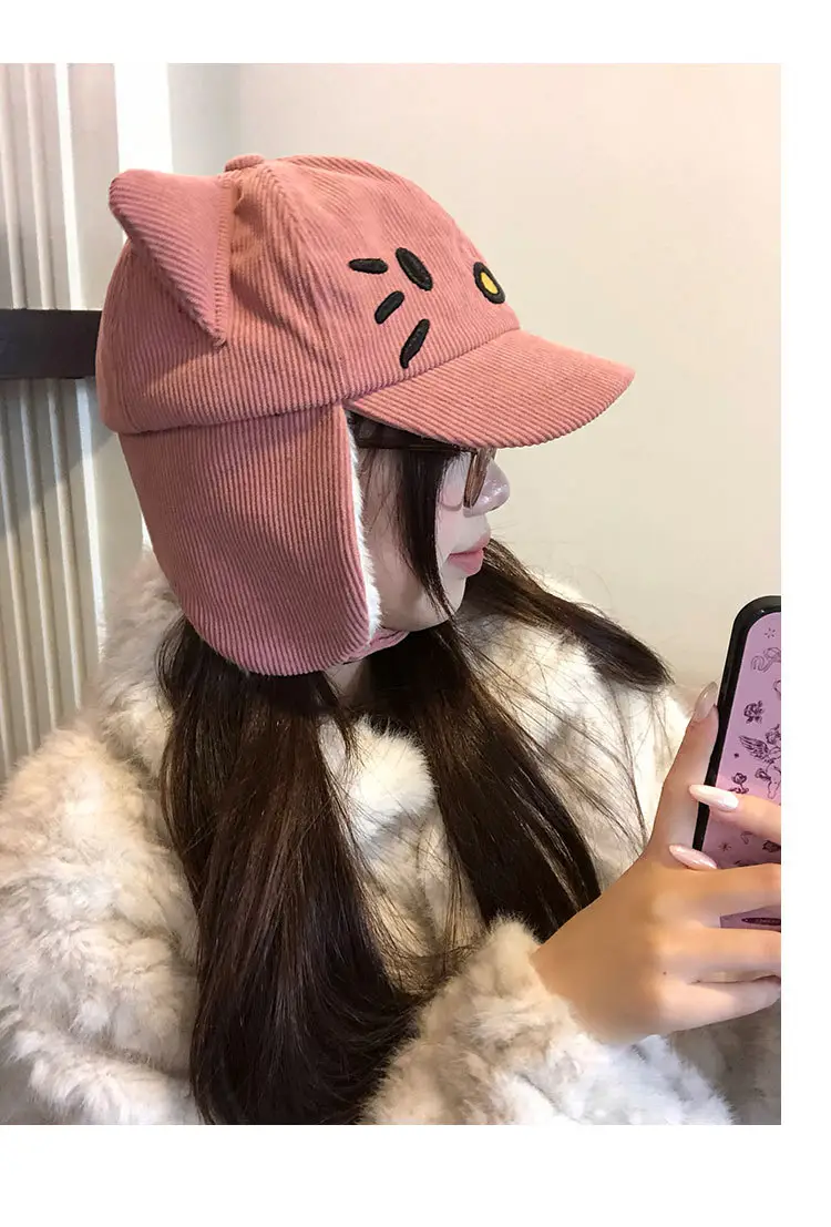 Japanese-Style Pink Cat Ear Cap for Women Winter Warm — feature 10