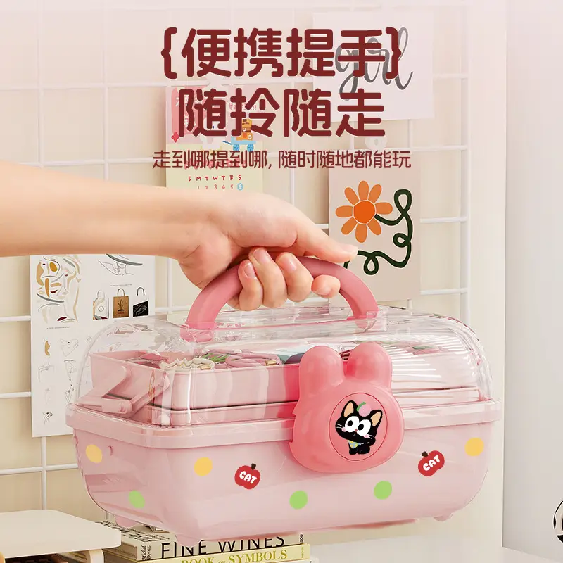 Children's Hair Accessories Storage Box Little Girl Girl Rubber Band Hairpin Hair Band Headband Multi-Layer Large Capacity Desktop Jewelry Box