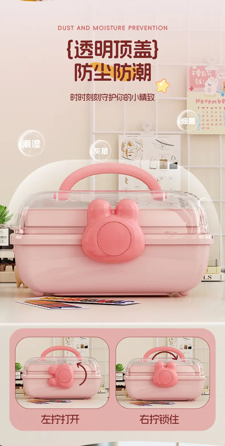 Children's Hair Accessories Storage Box Little Girl Girl Rubber Band Hairpin Hair Band Headband Multi-Layer Large Capacity Desktop Jewelry Box — feature 13