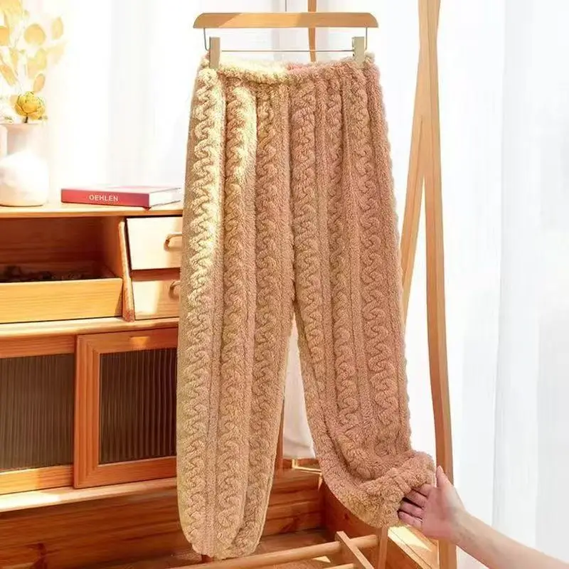 2025 Autumn and Winter Coral Fleece Pajamas for Women Cartoon Outerwear Thickened Warm Soft Fabric Homewear Short Sleeve Set Pajama Pants