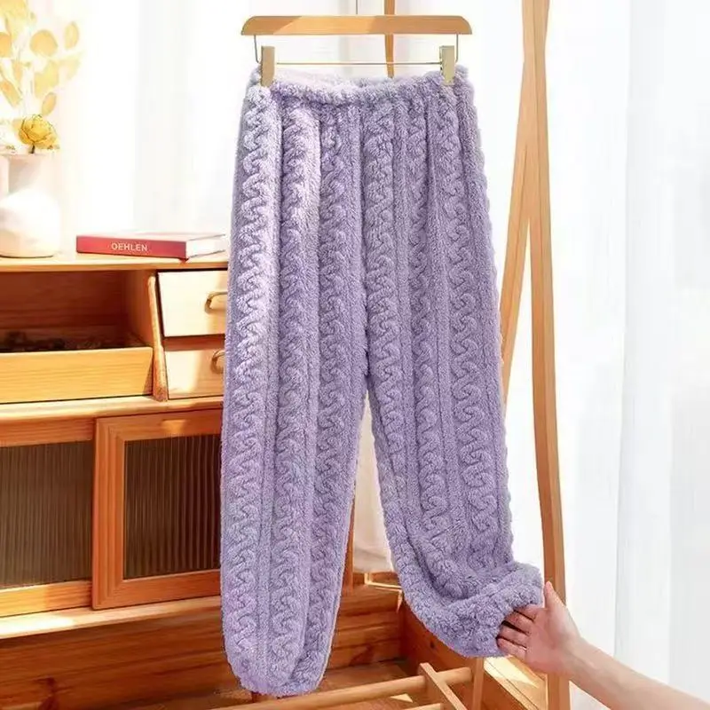 2025 Autumn and Winter Coral Fleece Pajamas for Women Cartoon Outerwear Thickened Warm Soft Fabric Homewear Short Sleeve Set Pajama Pants