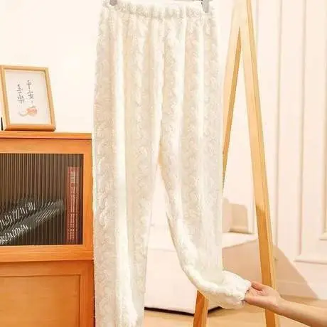 2025 Autumn and Winter Coral Fleece Pajamas for Women Cartoon Outerwear Thickened Warm Soft Fabric Homewear Short Sleeve Set Pajama Pants