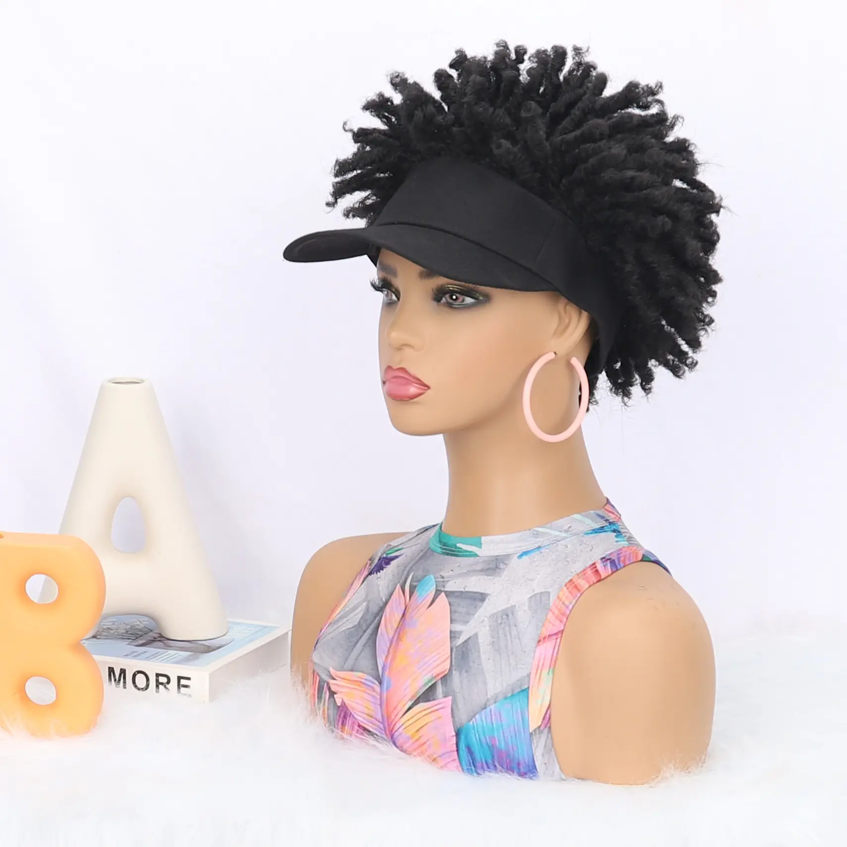 African Women's Curly Afro Hair Cap Wig Baseball Cap - Image 6