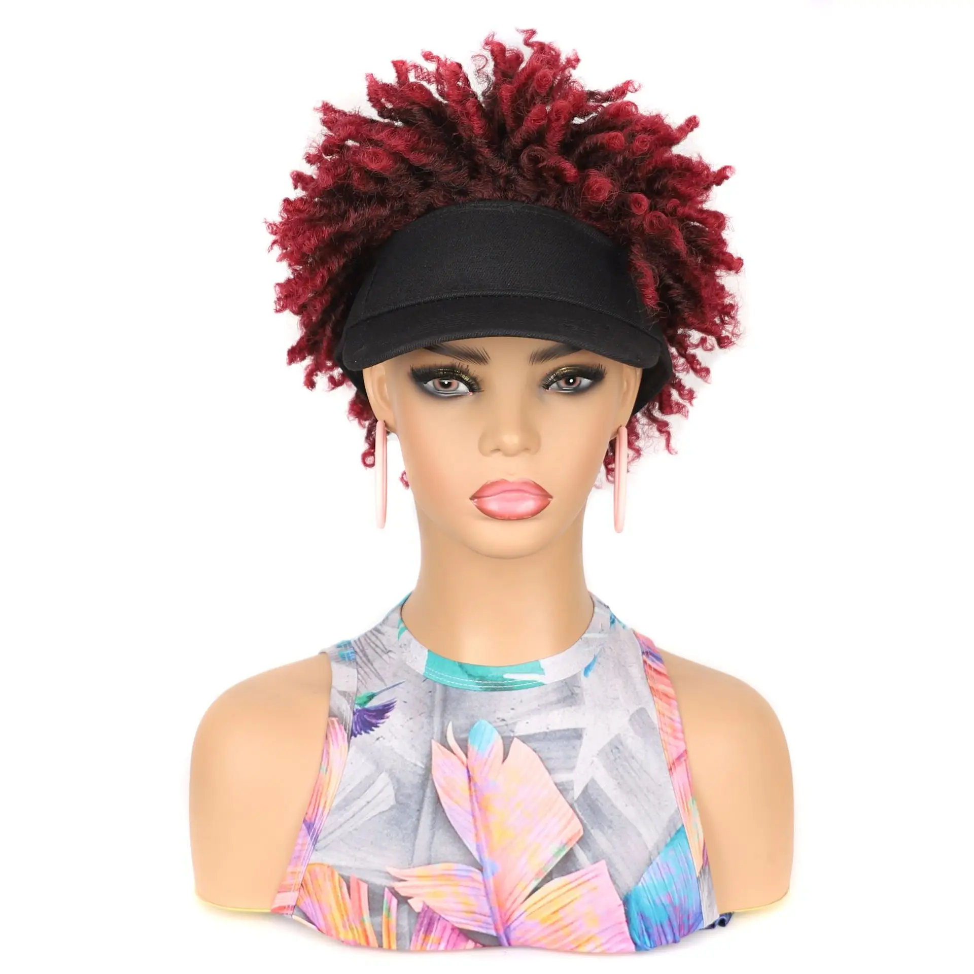 African Women's Curly Afro Hair Cap Wig Baseball Cap - Image 3