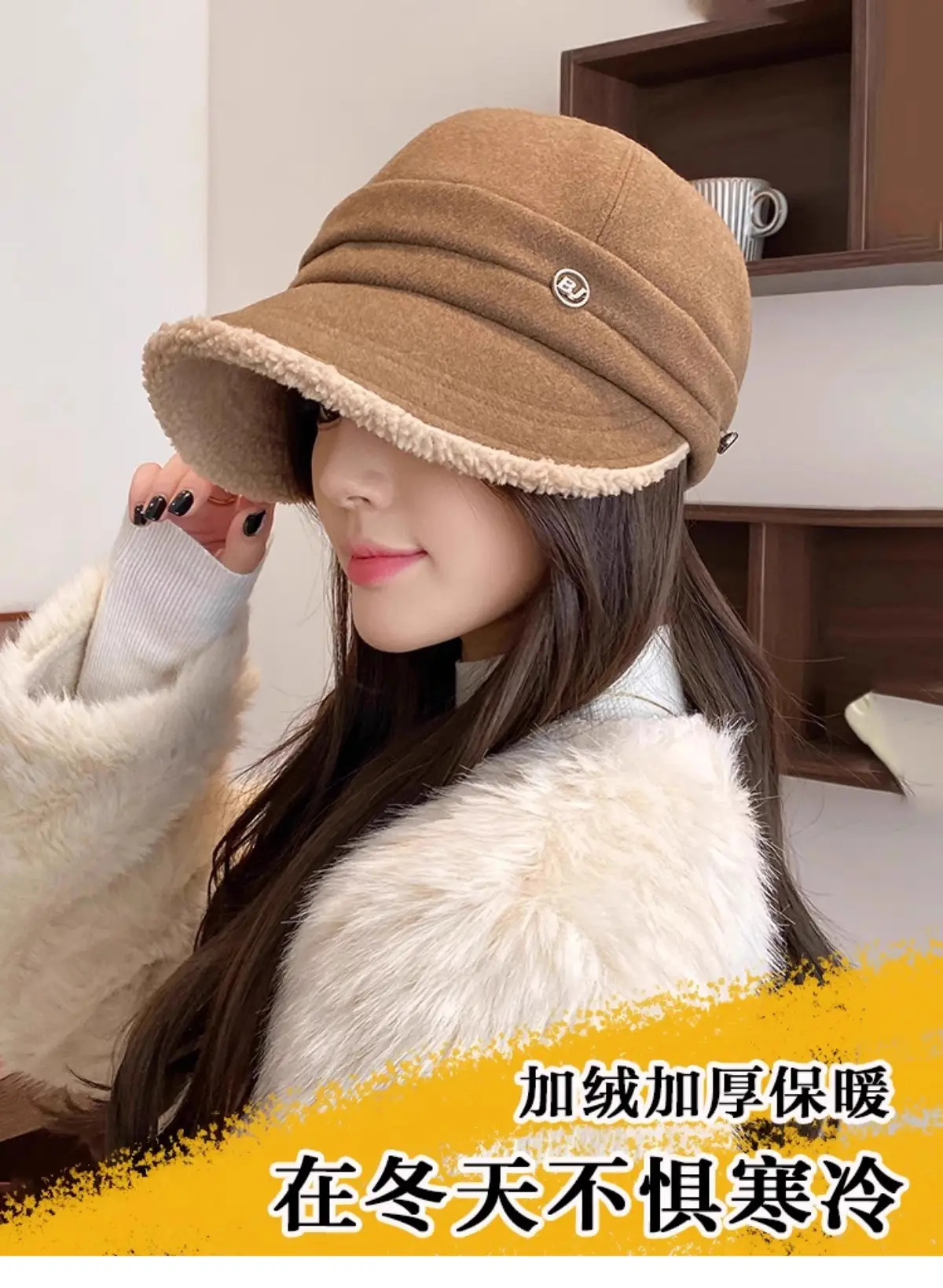Windproof Fisherman Hat for Women Warm Fleece Lined — feature 23