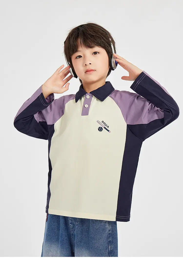 Duoduo Boys Polo T-Shirt Blue 2025 Spring Autumn — feature 15
