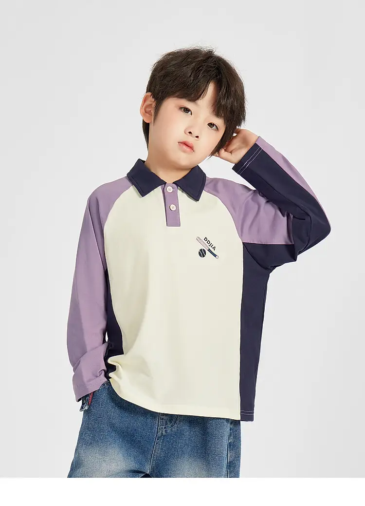 Duoduo Boys Polo T-Shirt Blue 2025 Spring Autumn — feature 17