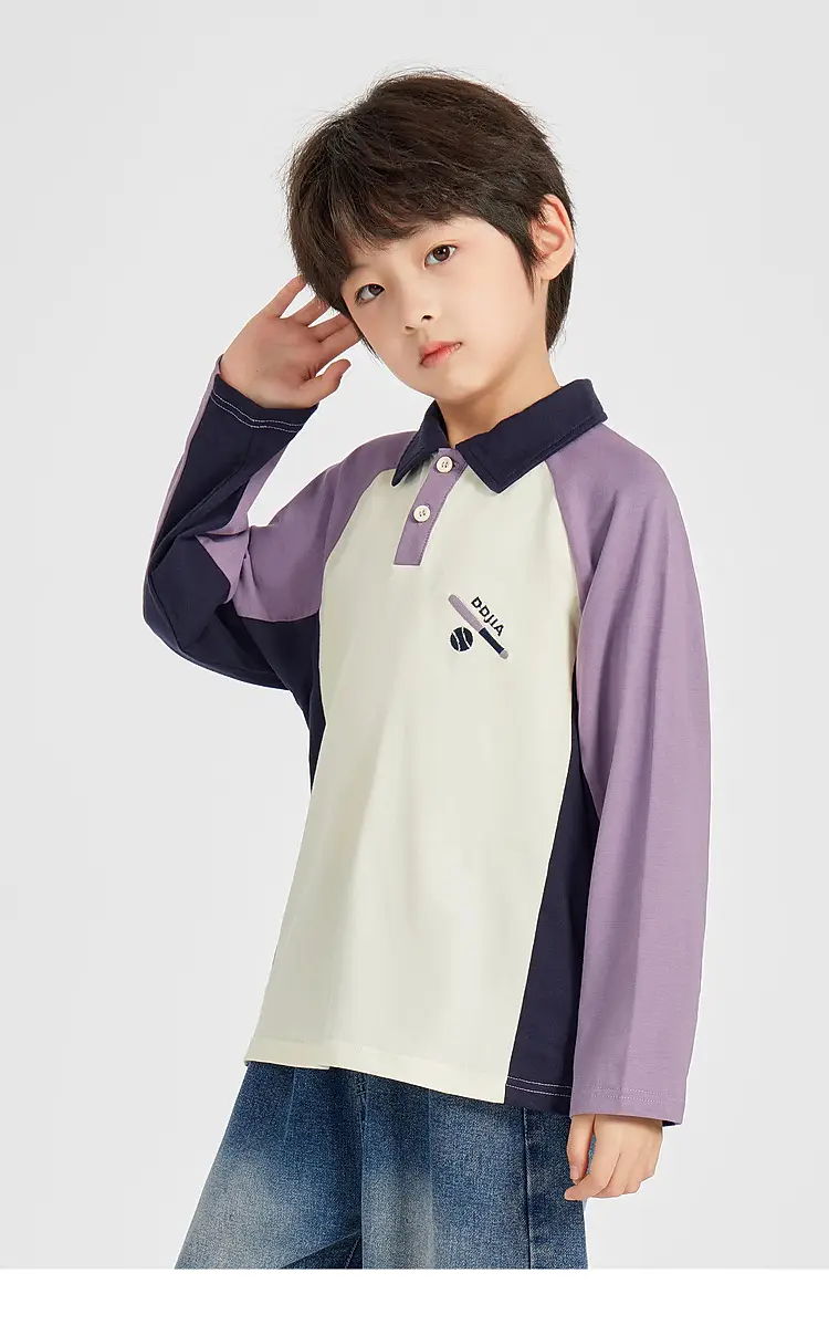 Duoduo Boys Polo T-Shirt Blue 2025 Spring Autumn — feature 18
