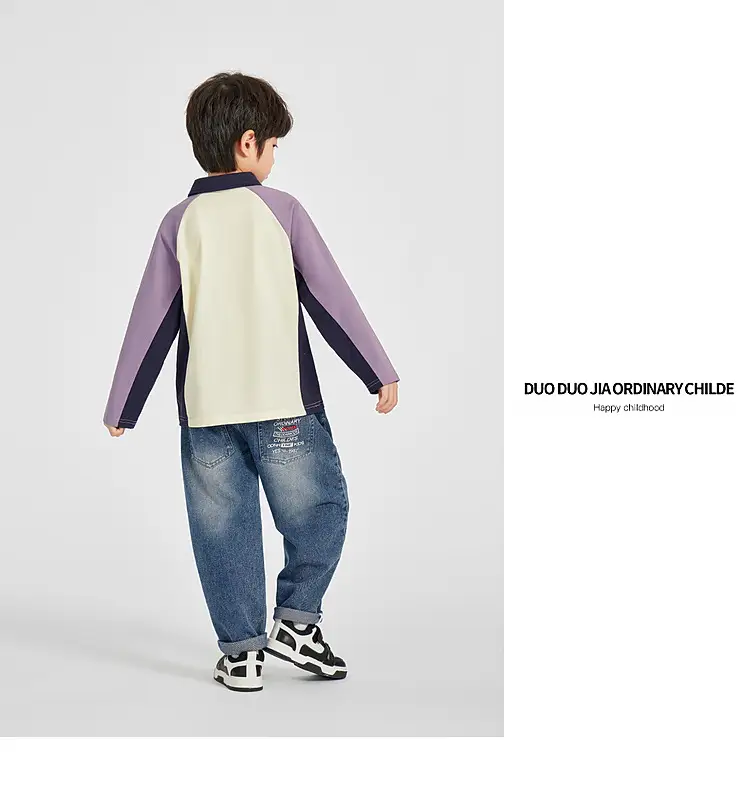 Duoduo Boys Polo T-Shirt Blue 2025 Spring Autumn — feature 19